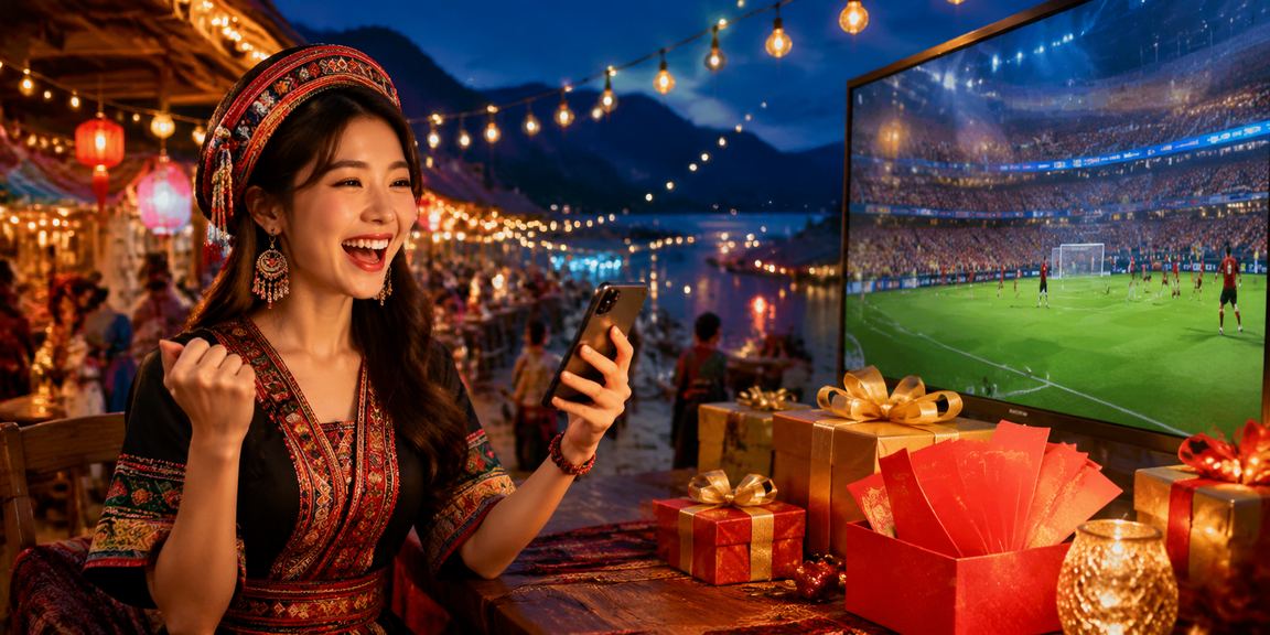 Phong cảnh Sa Pa với bao lì xì đỏ biểu trưng thưởng cập nhật ứng dụng
